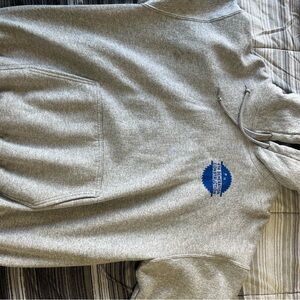 Gray Hoodie with Blue Logo